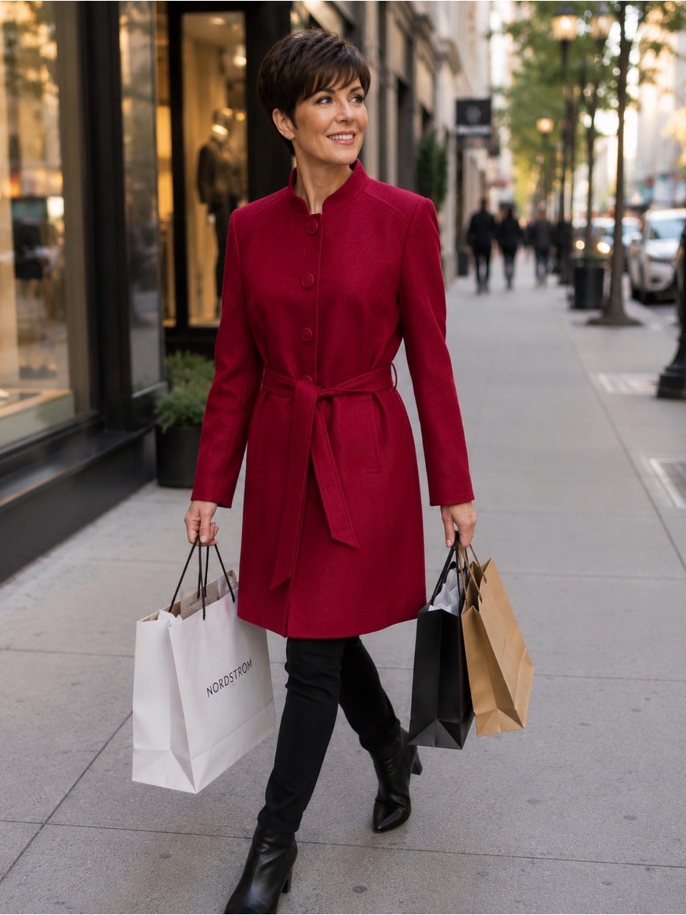 SEMANTICS Brand from Nordstrom:  Red Button Knee Length Coat